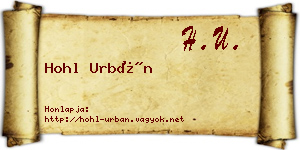 Hohl Urbán névjegykártya